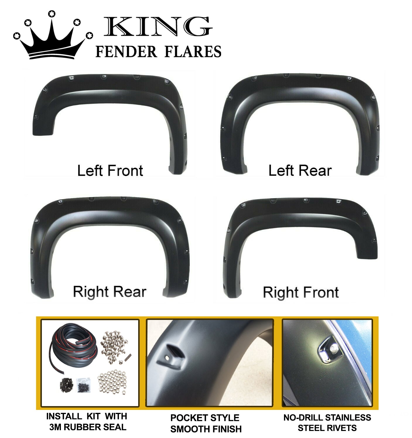2007-2013 SIERRA 1500 / 2500 78.7" 96.7" bed length POCKET STYLE