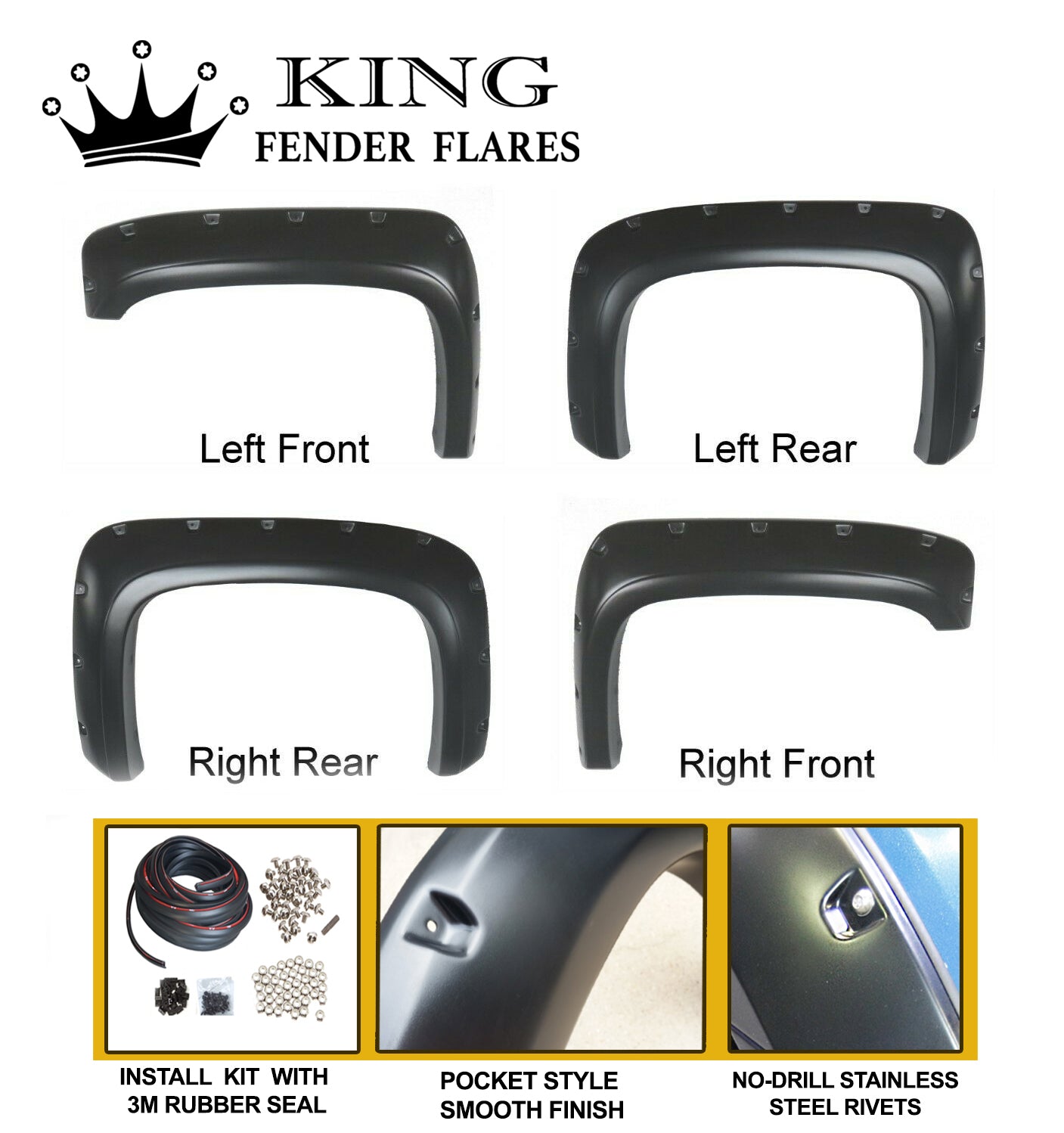 2007-2013 SILVERADO 78.7" 97.6" bed length POCKET STYLE