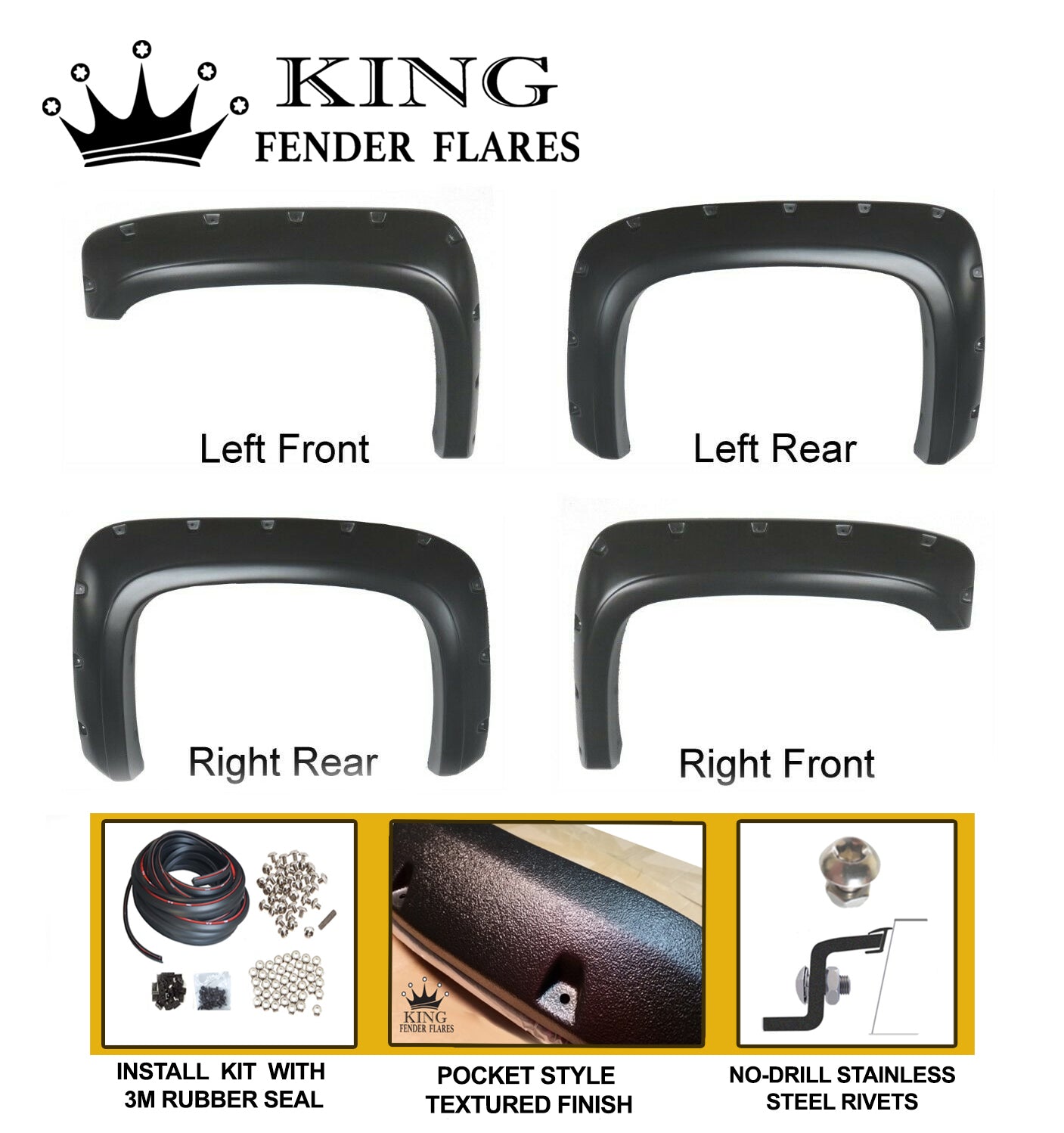 2007-2013 SILVERADO 78.7" 97.6" bed length POCKET STYLE