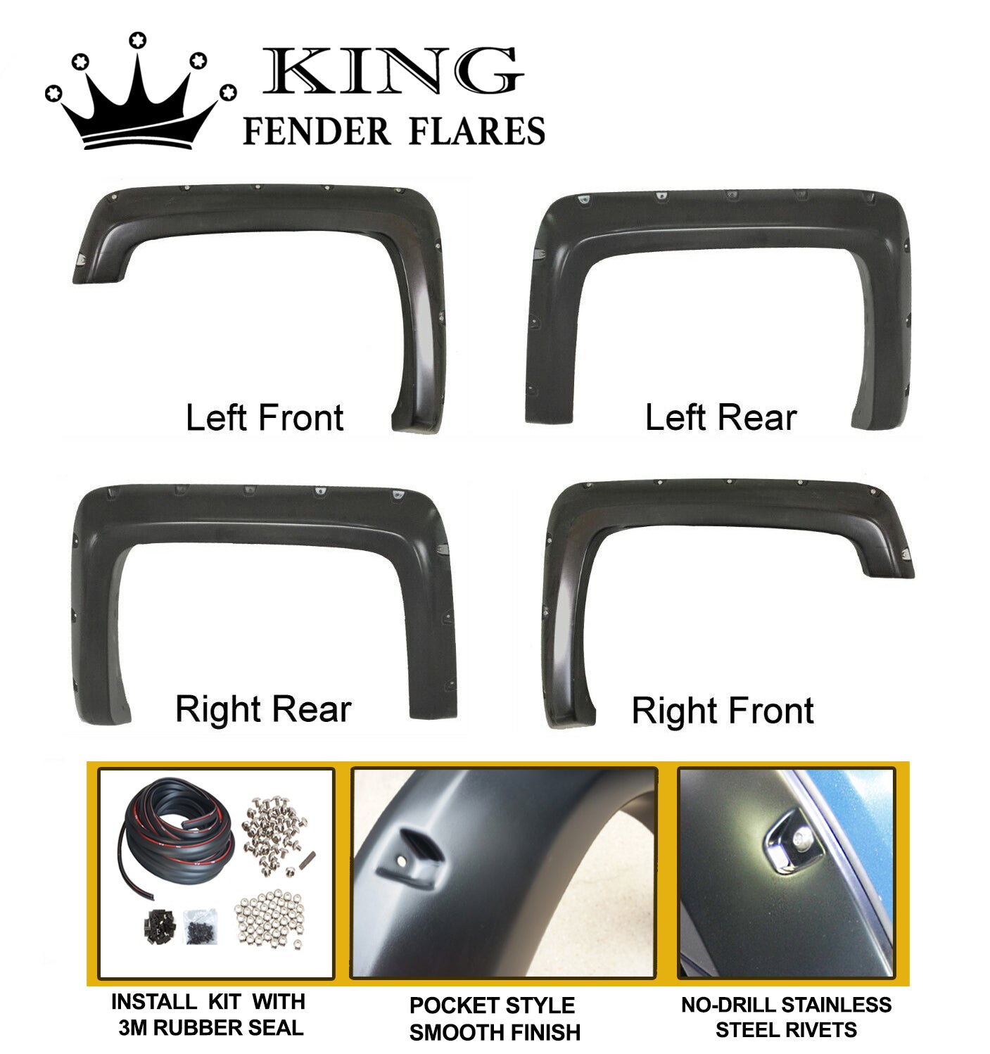 2014-2018 SILVERADO 78.8" 97.6" bed length POCKET STYLE