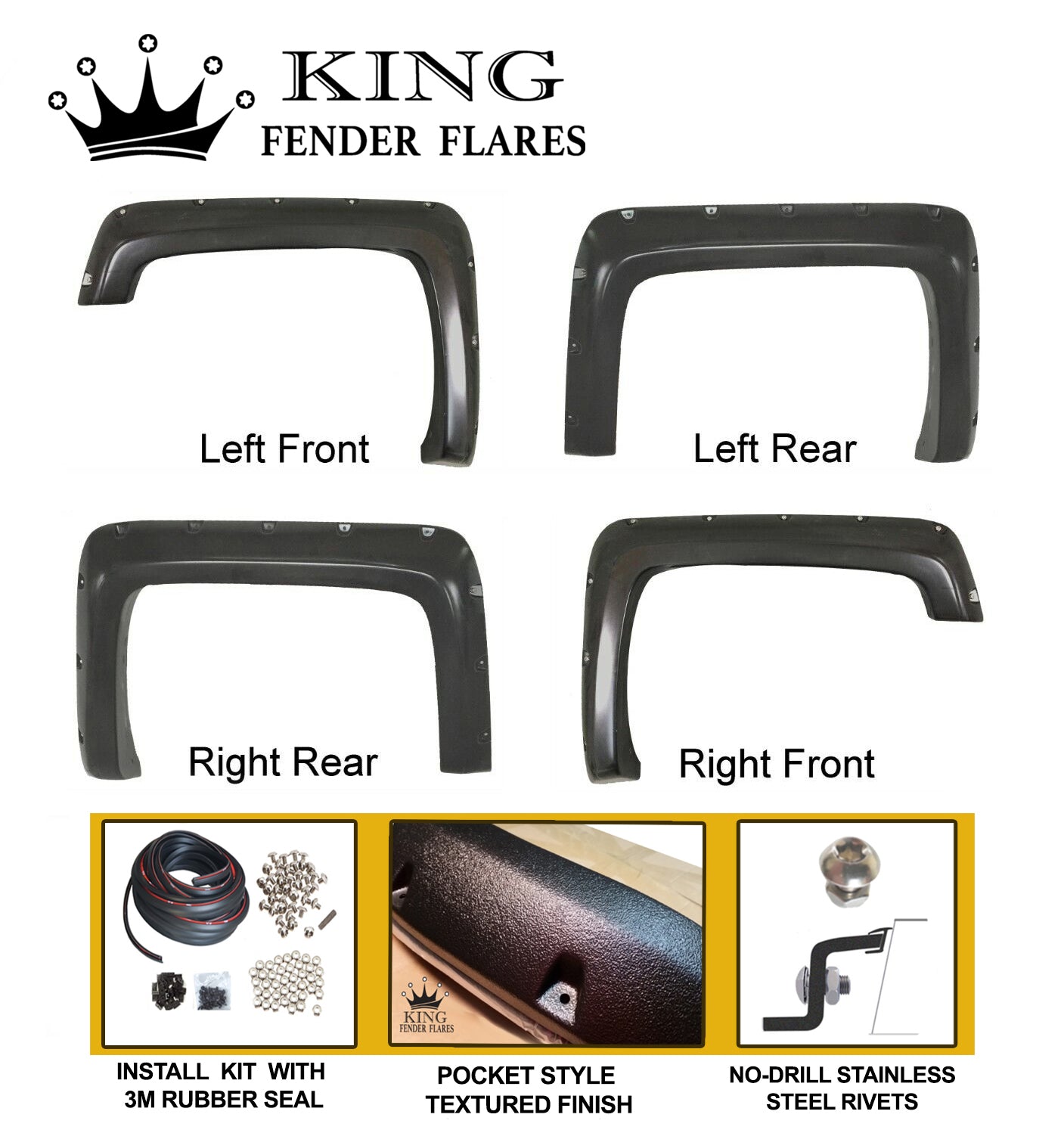 2014-2018 SILVERADO 78.8" 97.6" bed length POCKET STYLE