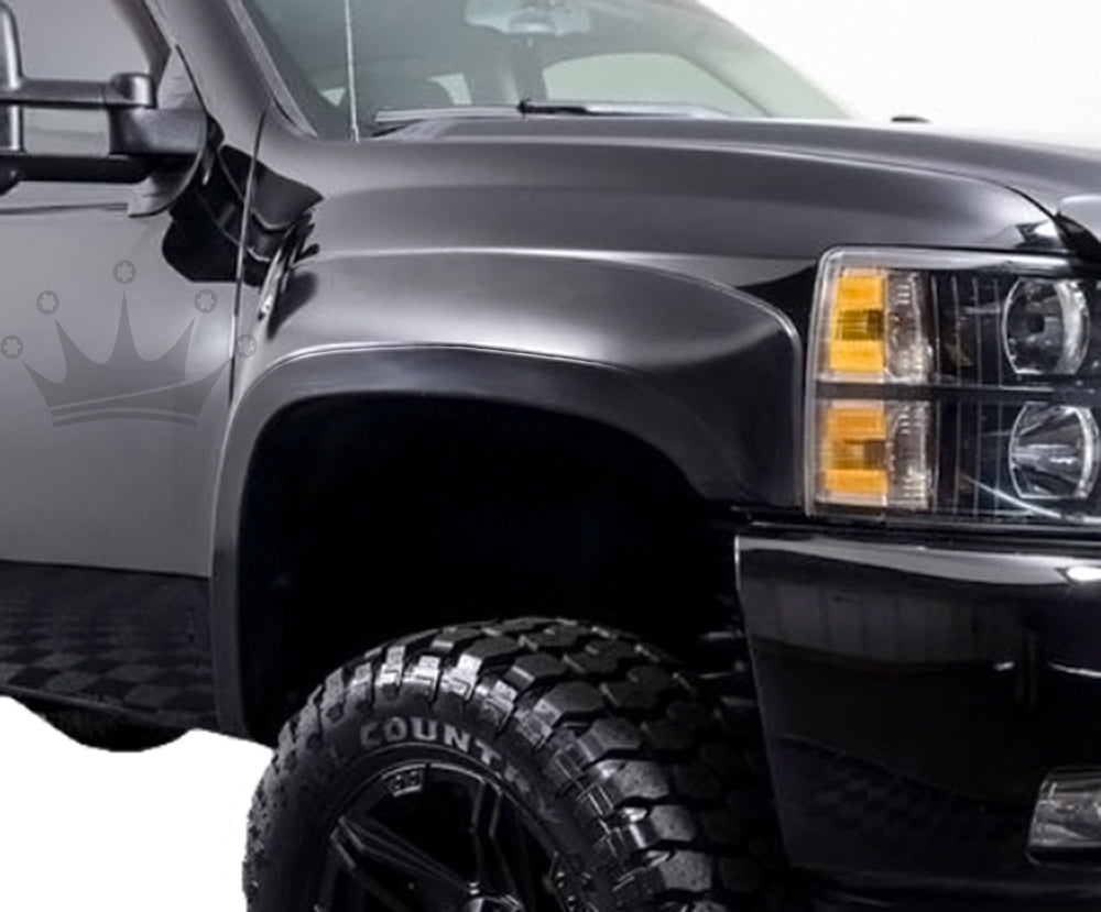 Textured Black Fender Flares For 2007-2013 Chevy Silverado 1500/2500HD/3500HD Long Bed - 4PC Set